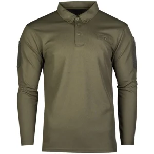 Mil-Tec Tactical Long Sleeve Quick Dry Polo Shirt Oliv